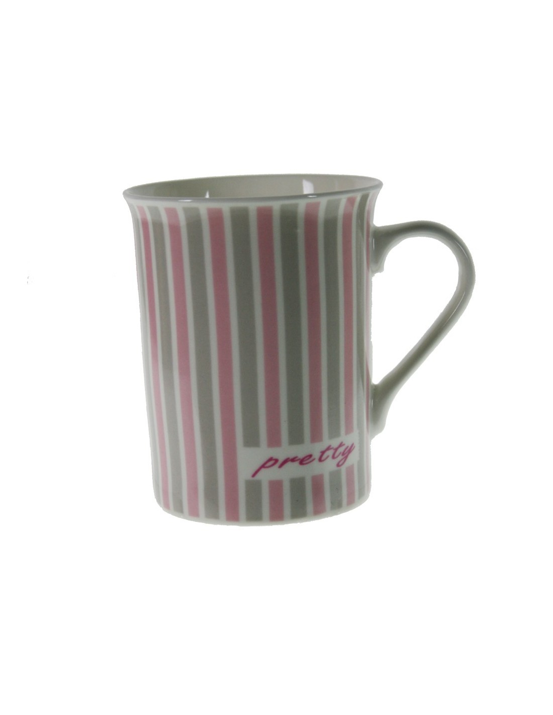  Taza mug taza para café de porcelana color rosa diseño rayas estilo vintage para los desayunos