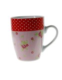 Taza mug de cerámica para desayuno con diseño flores color rosa