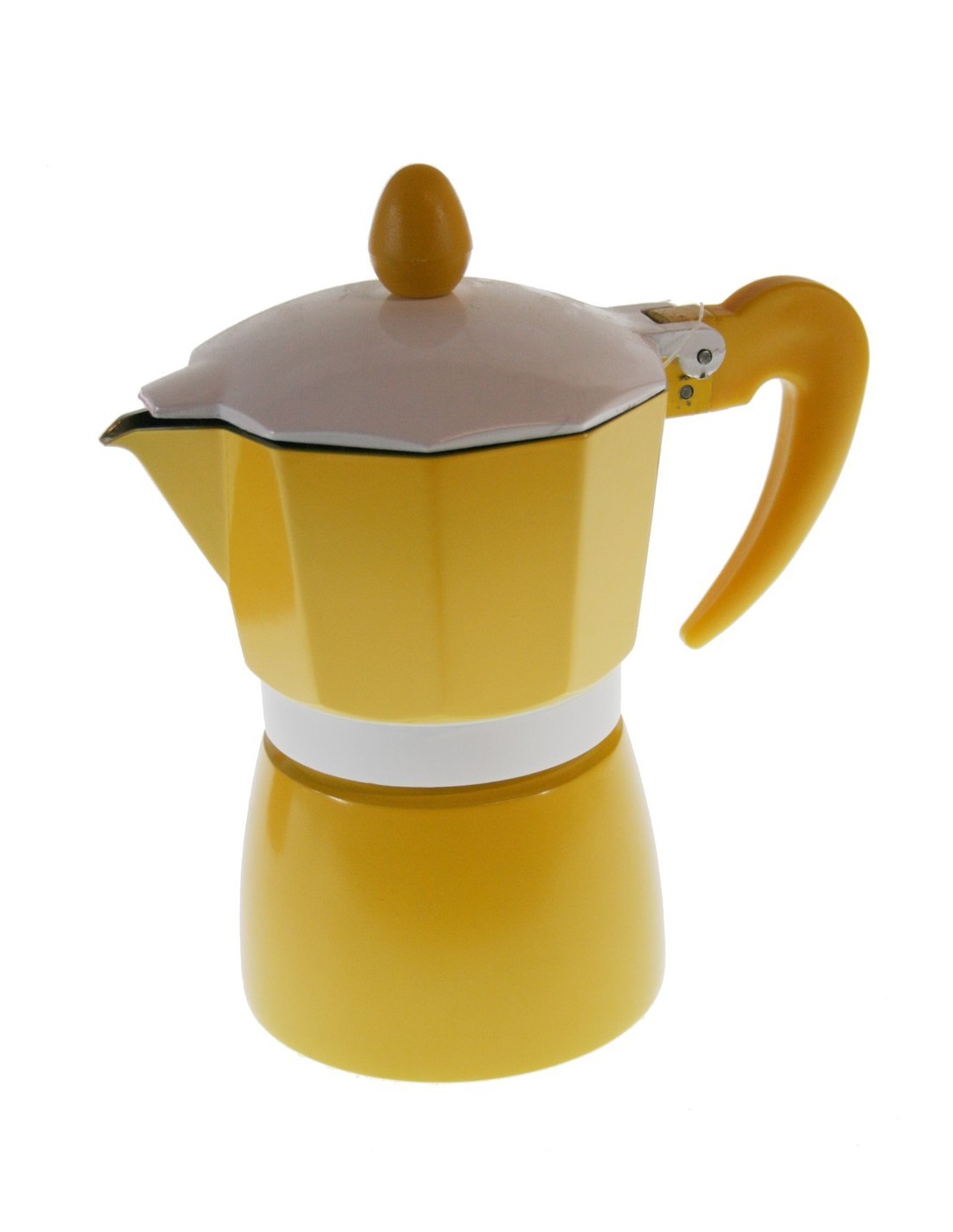 Cafetera para dos tazas de café de color amarillo y estructura de aluminio para café tradicional menaje de cocina 