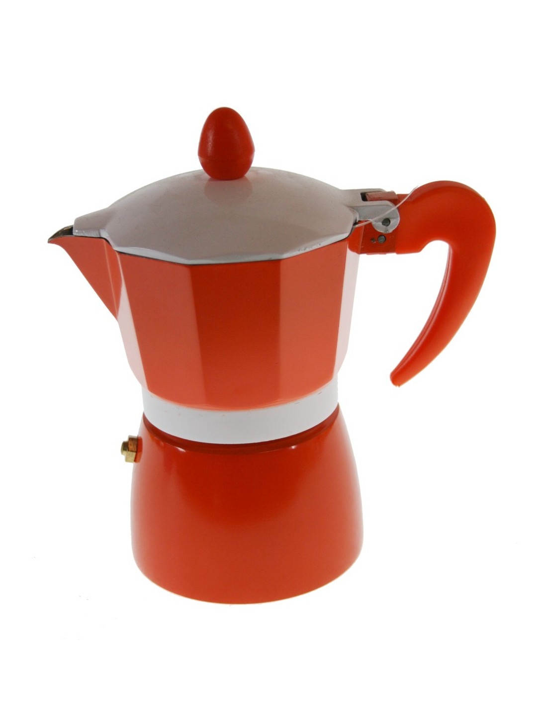 Cafetera para dos tazas de café de color naranja y estructura de aluminio para café tradicional menaje de cocina 