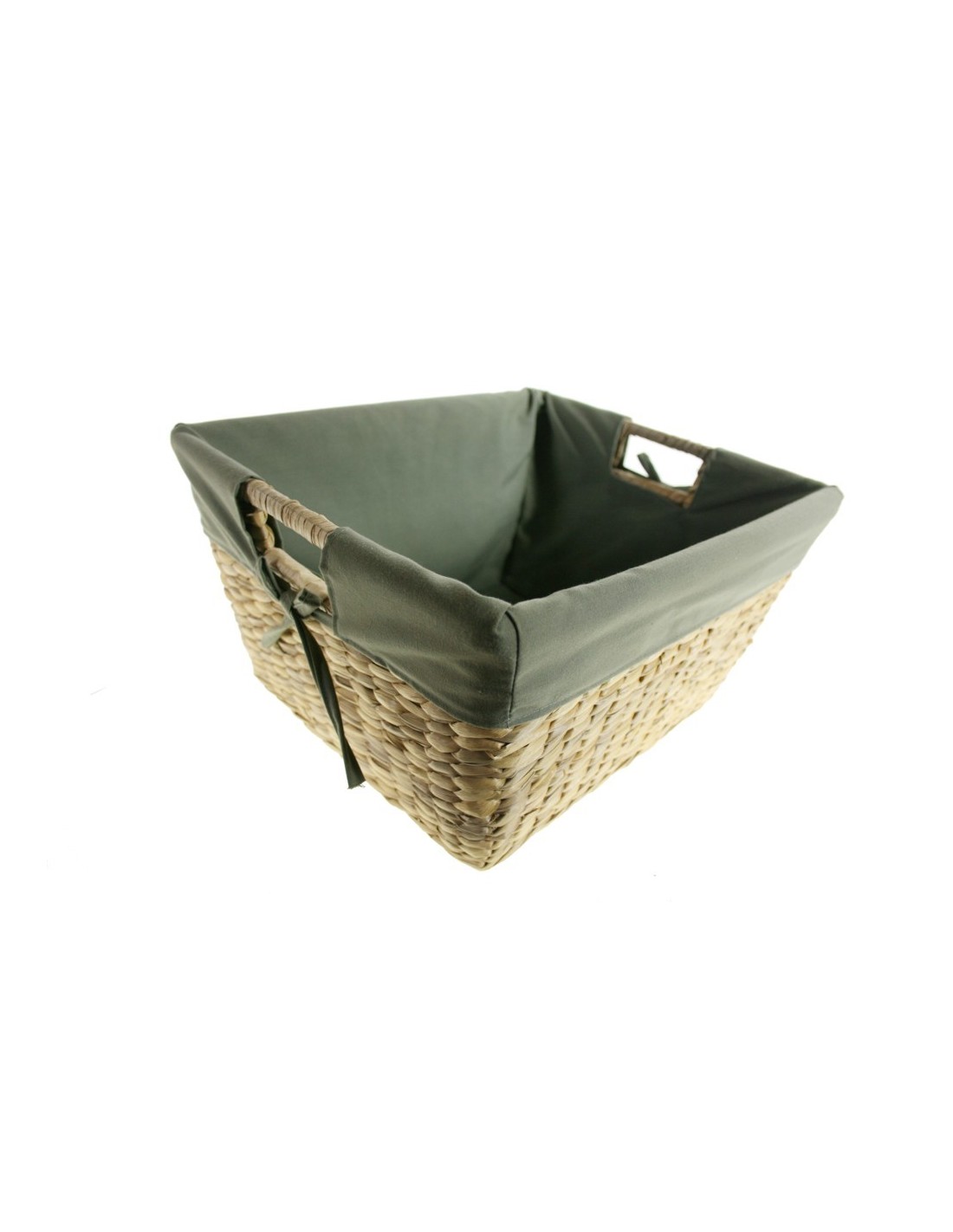 Panier en raphia et tissu avec poignées intégrées ...