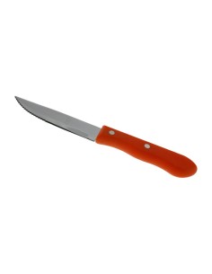 Cuchillo para cocinar con hoja de sierra con mango color naranja útiles menaje de cocina. Medidas: 25 cm.
