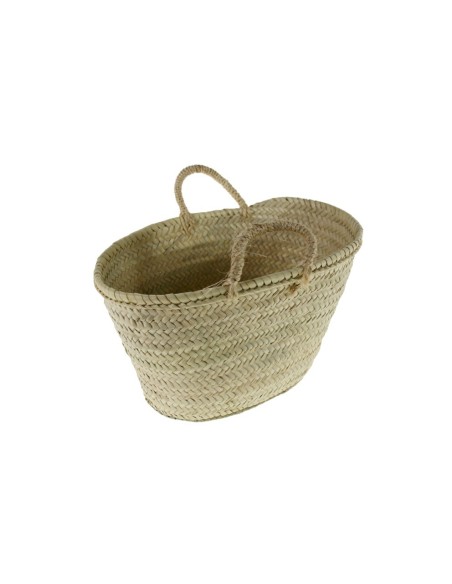 Capazo Mallorquín tradicional de hoja de palma cesta de compra con asa de cuerda. Medidas: 30x45 cm.