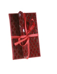 Llibreta petita amb pedreria color granat per notes i bolígraf