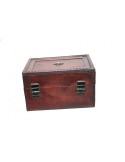Caja joyero de madera laminada con botón central
