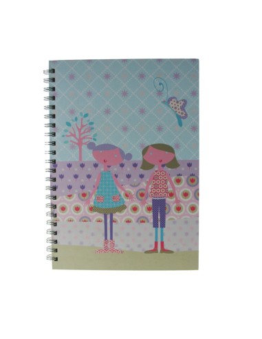 Reliure à anneaux pour enfants avec des couvertures rigides en carton bleu. Feuilles rayées, format A4.
