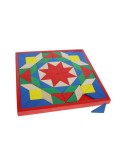 Puzle de mosaic de fusta multicolor joc clàssic de taula trencaclosques infantil per a creativitat i motricitat.