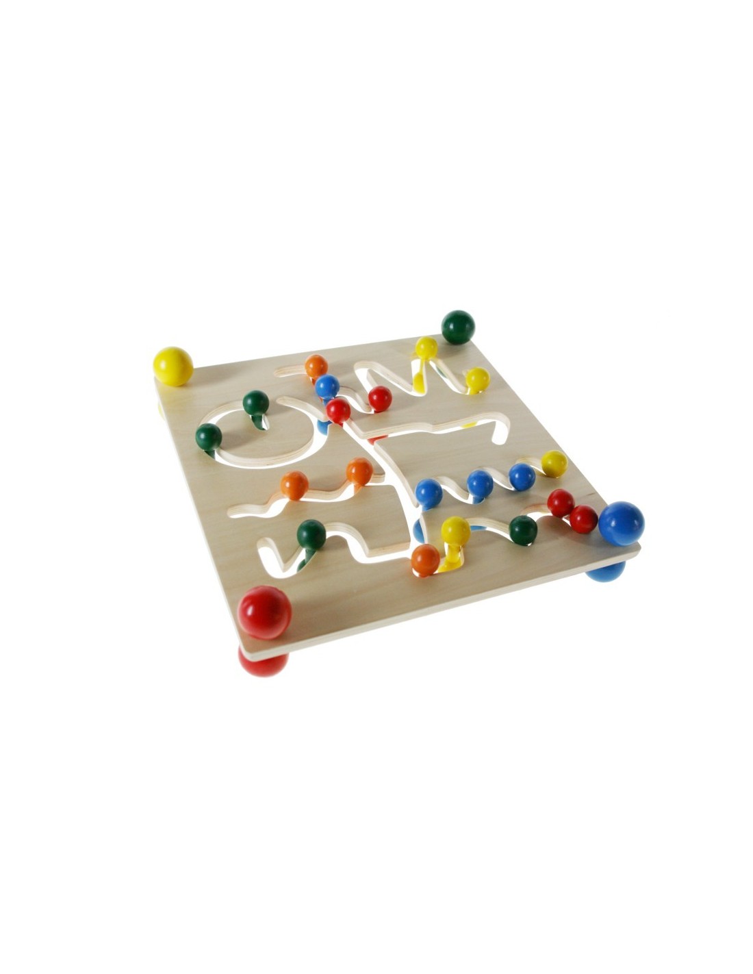 Juego de motricidad fina en tabla de madera maciza un laberinto con bolas y colores juego de deslizamiento