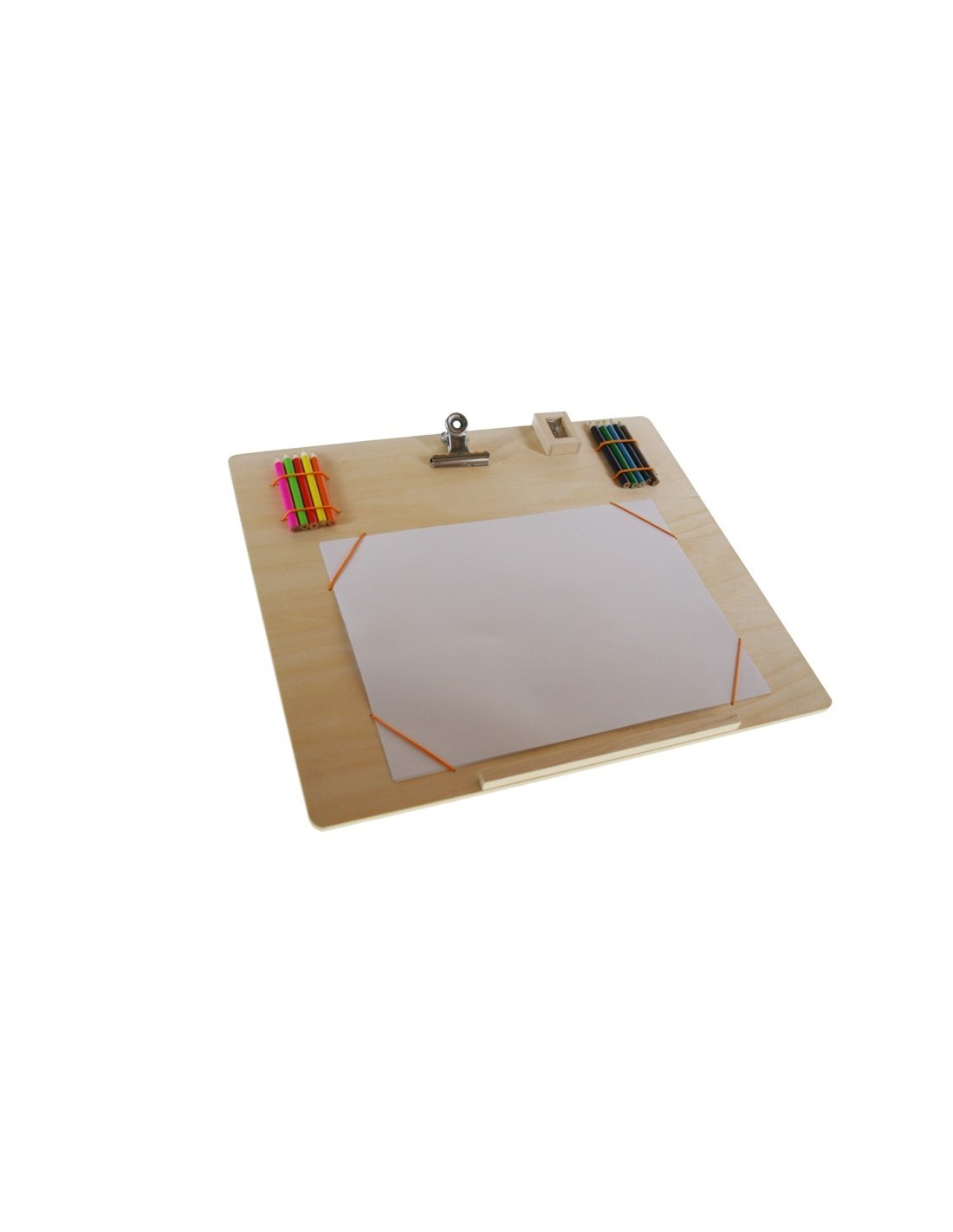 Tabla de madera con agarre papel para dibujar con accesorios