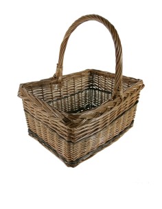 Cesta mimbre rectangular con asa picnic contenedor almacenamiento cesta para setas decoración hogar. Medidas: 43x43x32 cm.