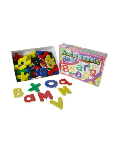 Joc de lletres magnètiques de fusta joc educatiu infantil per aprendre l'abecedari. 
