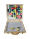 Juego de letras y números de madera con maleta para transporte juego de motricidad fina para niño niña.