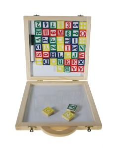 Jeu de lettres et de chiffres en bois avec valise pour le transport jeu de motricité fine pour garçon fille