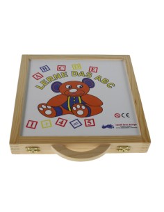 Juego de letras y números de madera con maleta para transporte juego de motricidad fina para niño niña. 2