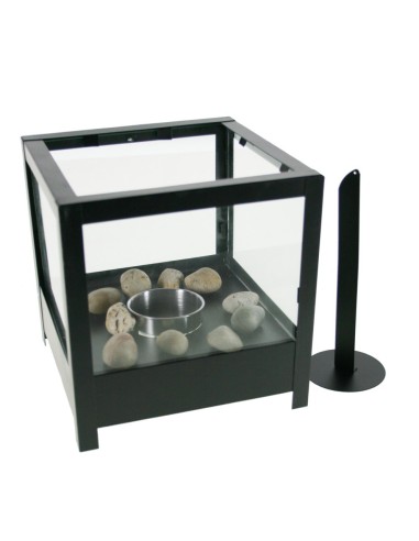Lanterne carrée bi-cheminée pour intérieur et extérieur couleur noire