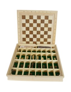 Jeu d'échecs et de dames présenté dans une boîte à ranger de manière ordonnée jeu pour développer les capacités intellectuelles 