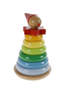 Puzzle torre de equilibrio circular con payaso para apilar y encajar juguete de motricidad del bebé. Medidas: 20x12 cm.