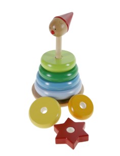 Puzzle torre de equilibrio circular con payaso para apilar y encajar juguete de motricidad del bebé 2