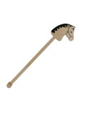 Cavallet de pal de fusta natural de faig cavall de pal amb subjecció i rodes joguina tradicional