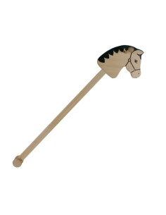 Caballito de palo de madera natural de haya caballo de palo con agarre y ruedas juguete tradicional