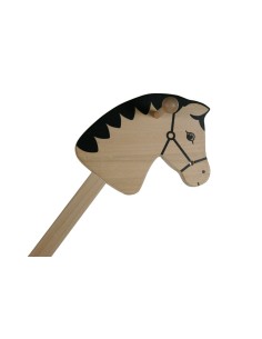 Cavallet de pal de fusta natural de faig cavall de pal amb subjecció i rodes joguina tradicional 2