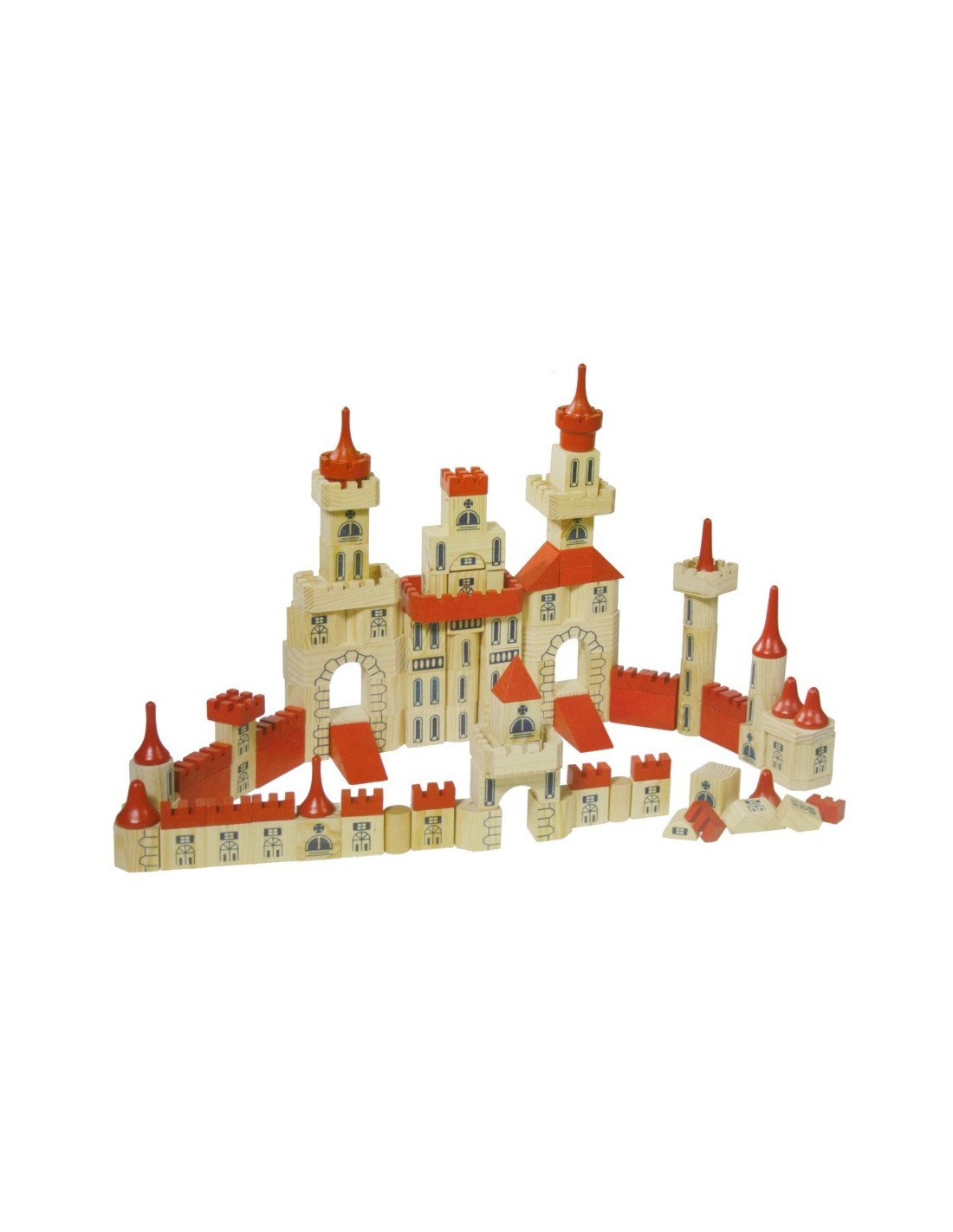 Caixa de construcció castell en fusta multicolor puzles