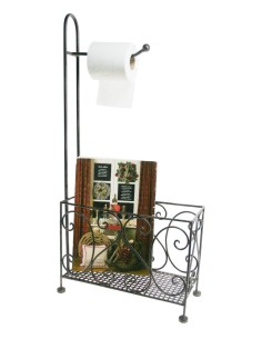 Porte-papier toilette en fer avec porte-revues ou panier de rangement pour salle de bain