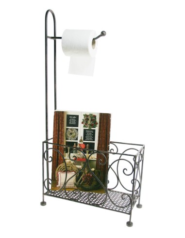 Porte-papier toilette en fer avec porte-revues ou panier de rangement pour salle de bain