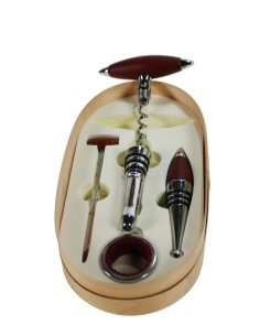 Set d'accessoris per a vi en caixa de fusta per a amants de el vi