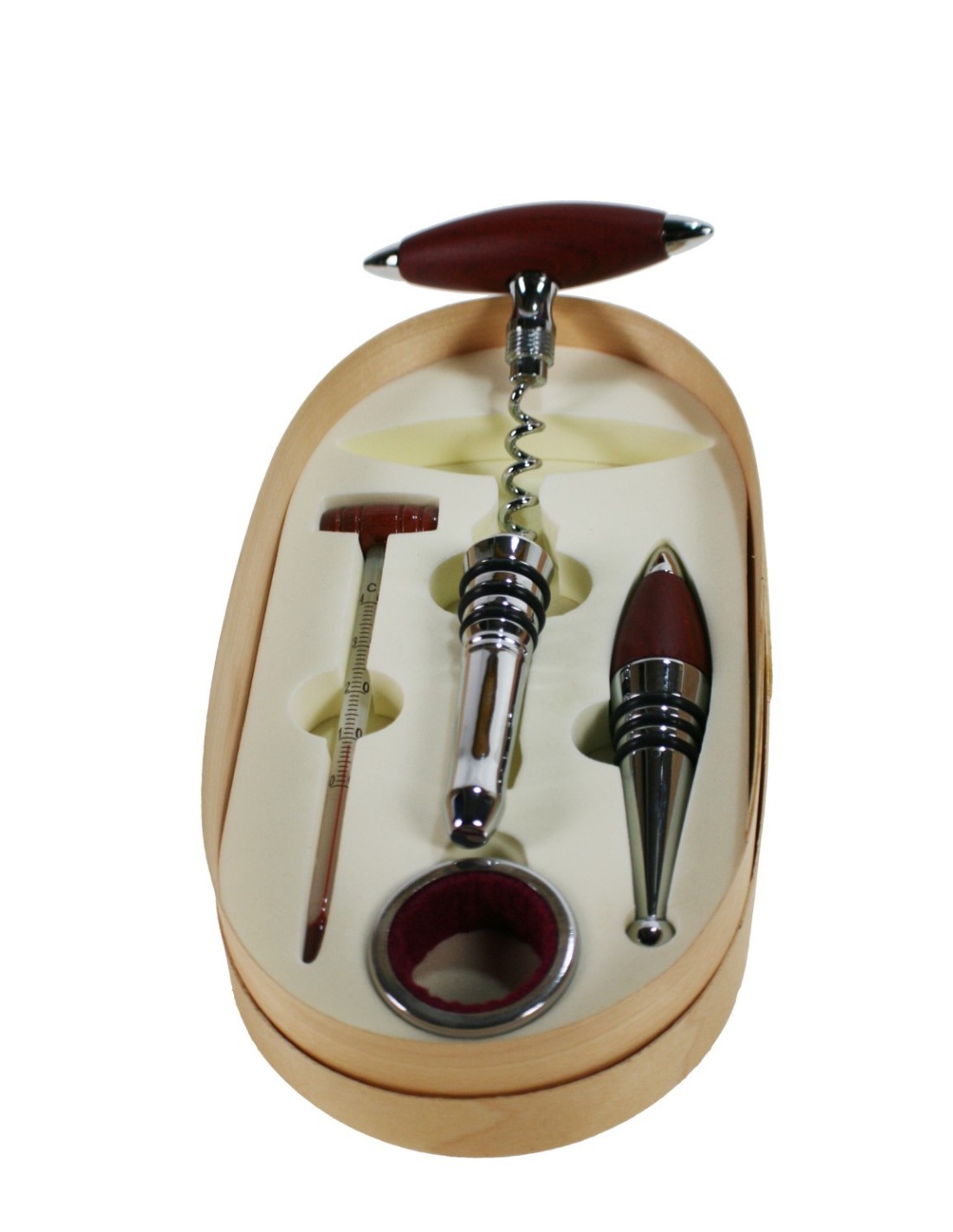 Set d'accessoris per a vi en caixa de fusta per a amants de el vi