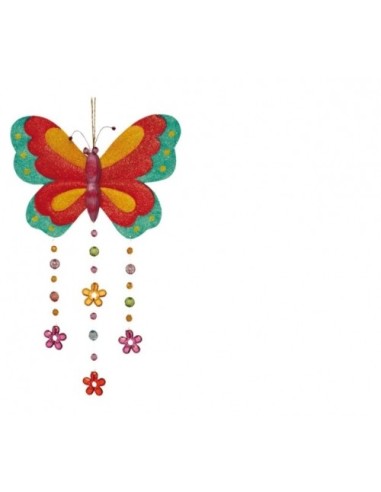 Papillon pendentif métallique coloré pour la décoration de la chambre de bébé.