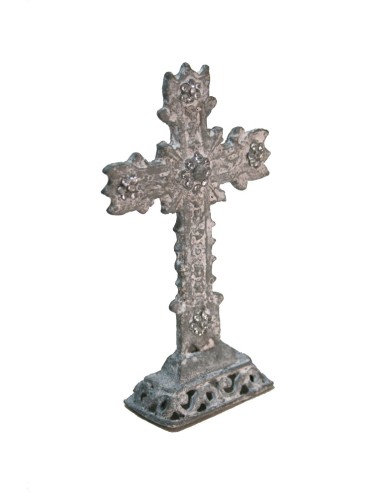 Creu de taula petit de metall i pedreria crucifix de peu per a decoració de la llar