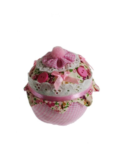 Alfiletero, cojín, almohadilla para agujas forma cupcake de color rosa accesorio para costura y costurero.