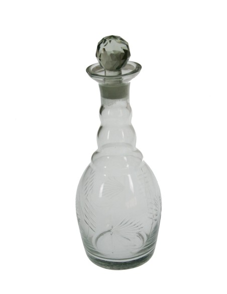 Ampolla de vidre clàssica amb detalls en relleu. Mesures: 27 cm.