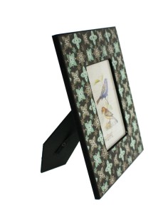 Cadre photo en bois de couleur ethnique turquoise 2