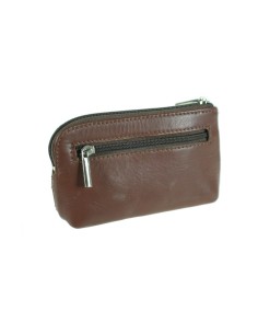 Monedero Llavero de piel unisex color marrón y verde para bolso cierre con cremallera.  2