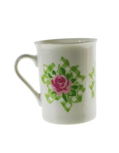 Tassa mug tassa per cafè de porcellana color verd disseny flor estil vintage romàntic per als esmorzars 