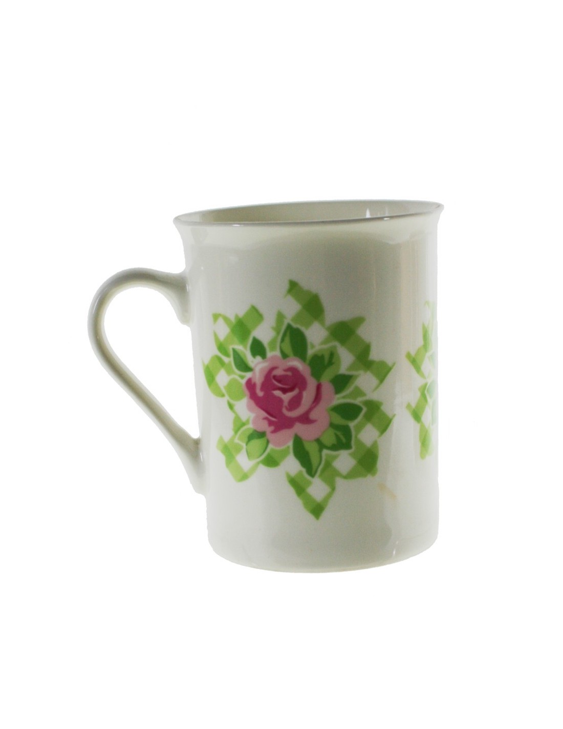 Taza mug taza para café de porcelana color verde diseño flor estilo vintage romántico para los desayunos