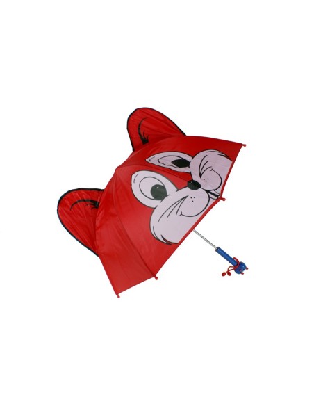 Paraguas infantil forma de zorro color rojo para niño niña. Medidas: 63xØ70 cm.