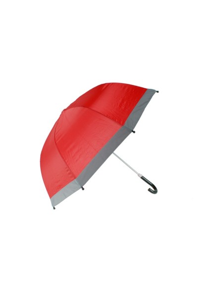 Paraguas infantil color rojo con banda perimetral reflectora para niño niña. Medidas: 60xØ74 cm.