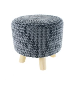 Reposapeus banqueta rodona fusta color tela blanca decoració vintage nòrdic descans peus 