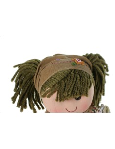 Muñeca clásica de trapo con vestido de color crudo marrón 2