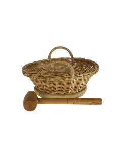 Trencanous Trencanous en contenidor de vímet amb maça de fusta estil rústic estri de cuina i taula regal original. 2