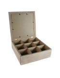 Caja de madera 9 separadores para bolsitas de thé infusiones Caja estilo vintage decoración cafetera menaje de cocina original 