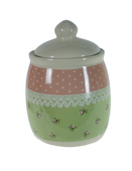 Sucrera de ceràmica estil retro amb disseny, nostàlgia, parament de cuina i taula. Mides: 12xØ9 cm.