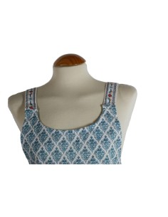 Davantal per a cuina peto ajustable estil vintage amb disseny flors 2