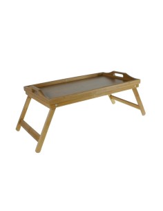 Table d'appoint pliante avec pieds en bois pour petit-déjeuner avec rebord haut, idéale pour le lit.