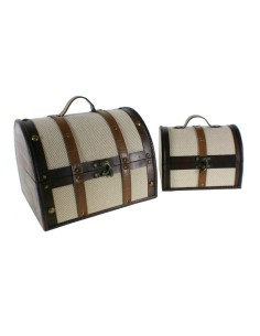 Cofre Pequeño de Madera con Cubierta Forrada en Tela Joyero con Encanto Vintage