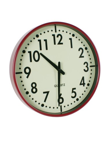 Horloge murale de cuisine en métal rouge à grands chiffres