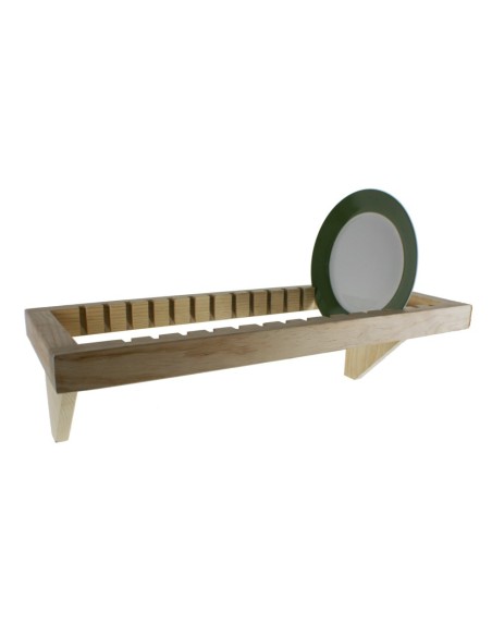 Porte-assiettes horizontal en bois massif rustique pour 15 assiettes à suspendre au mur